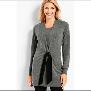 Women’s Talbots Merino Cardigan with Velvet Tie - Large